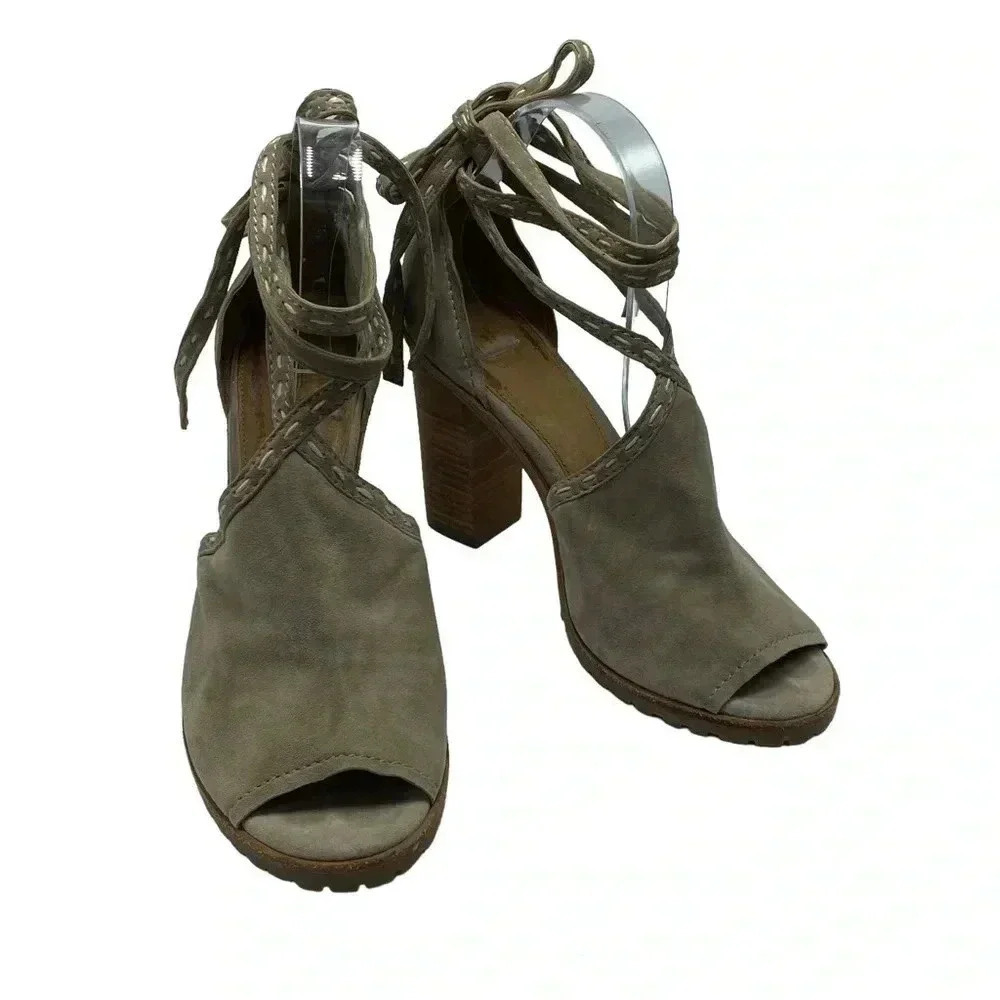 Frye Suzie Pickstitch Leather Lug chunky Heel Sandal size 8